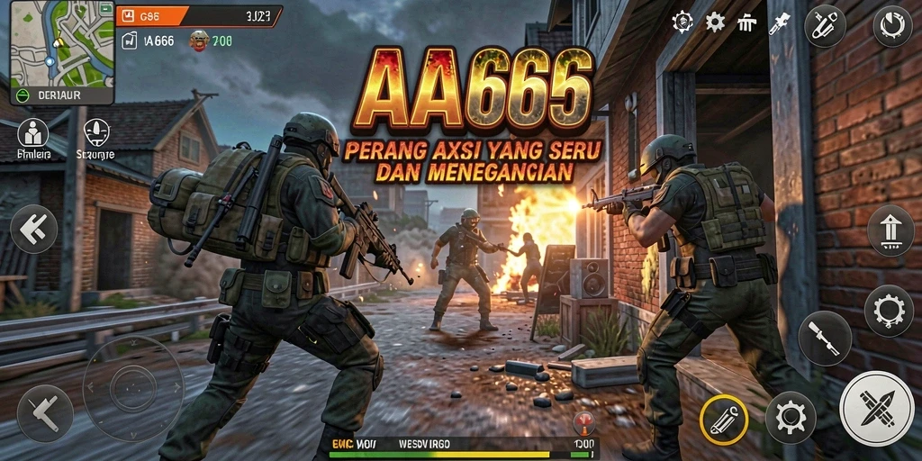 Screenshot gameplay AA666 menampilkan aksi tembak-menembak yang mendebarkan.