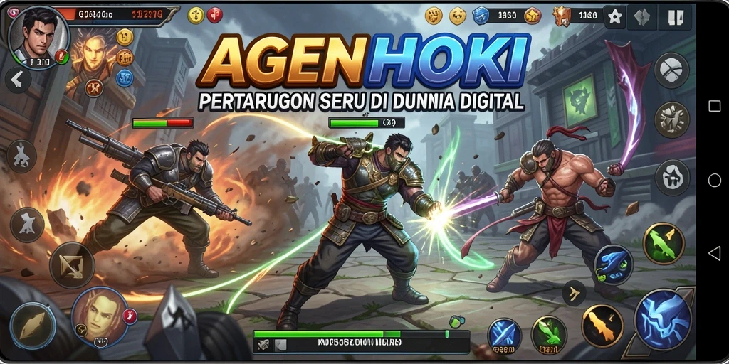 Tangkapan layar utama AGENHOKI menampilkan aksi pertarungan yang mendebarkan.