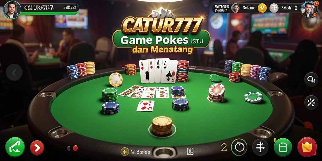 Screenshot utama CATUR777 menampilkan aksi seru permainan Poker.
