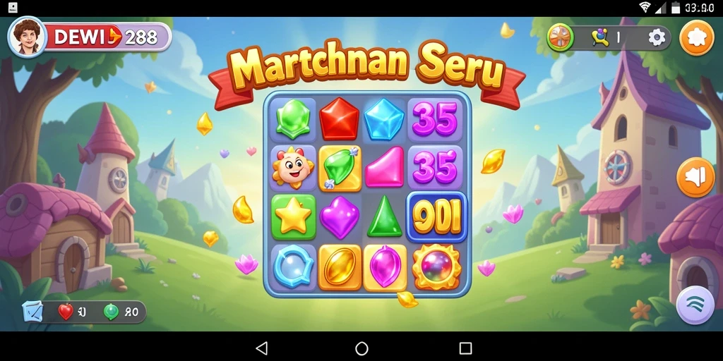 Tampilan gameplay DEWI288 yang penuh warna dan seru.