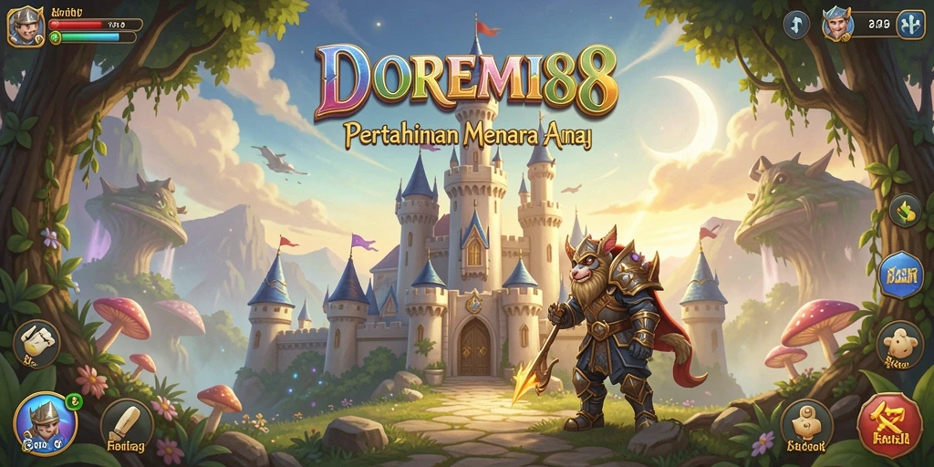 Tangkapan layar gameplay DOREMI88 yang menunjukkan pertahanan menara.
