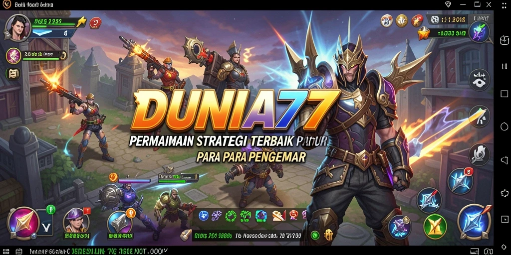 Tampilan gameplay strategi yang intens dan seru di DUNIA77.