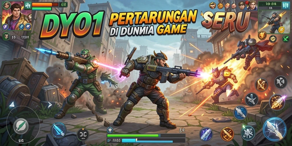 Screenshot DYO1 menampilkan karakter sedang bertarung dalam arena yang menegangkan.