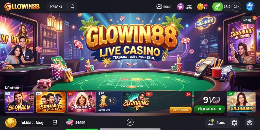 Screenshot GLOWIN88 menunjukkan pemain menikmati permainan Live Casino dengan dealer langsung.