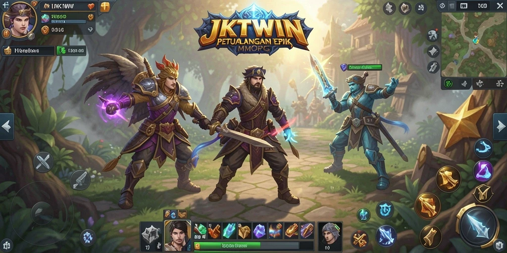 Screenshot utama JKTWIN menampilkan aksi petualangan seru dalam dunia MMORPG.