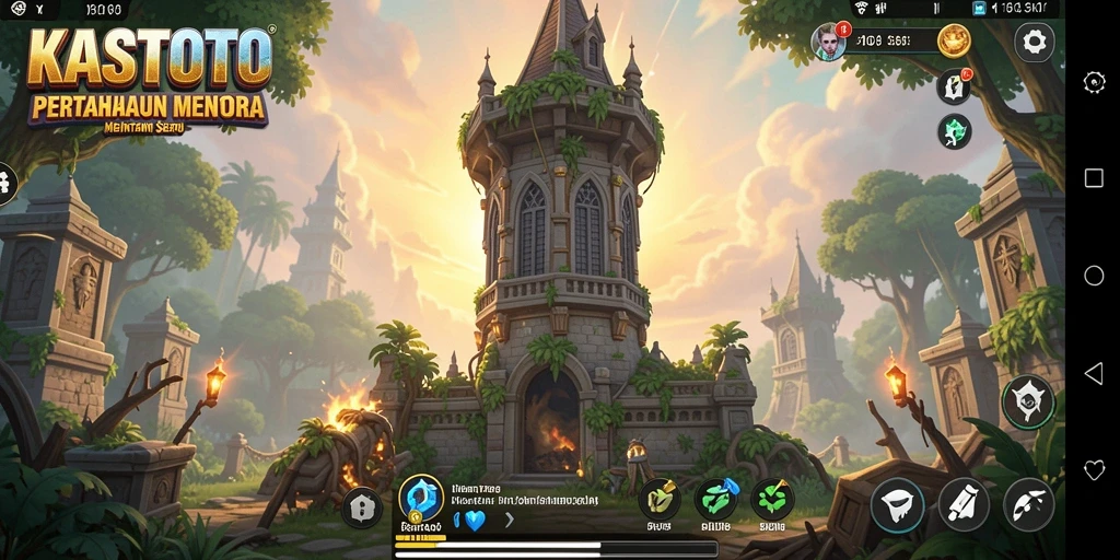 Screenshot KASTOTO menampilkan aksi seru dalam Tower Defense.