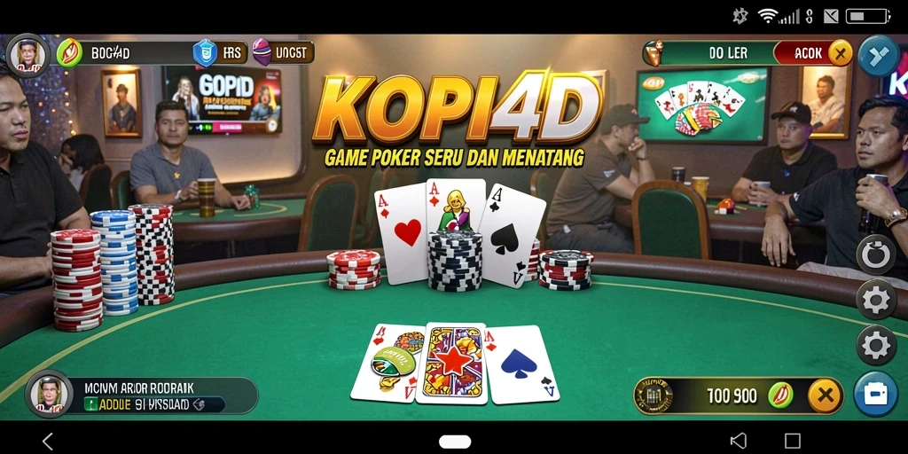 Tampilan gameplay KOPI4D dengan suasana poker yang menegangkan.