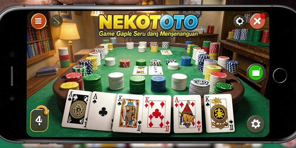 Tangkapan layar gameplay NEKOTOTO menampilkan suasana permainan Gaple yang seru.