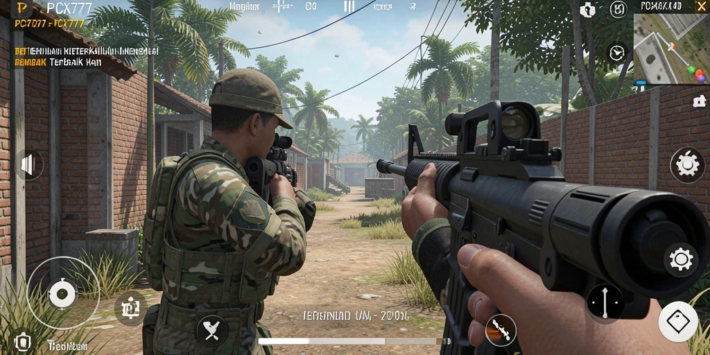 Gameplay mendebarkan dalam PCX777 dengan pertempuran intens.