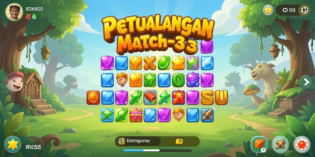 Tampilan gameplay RK55 yang menantang dan penuh warna.