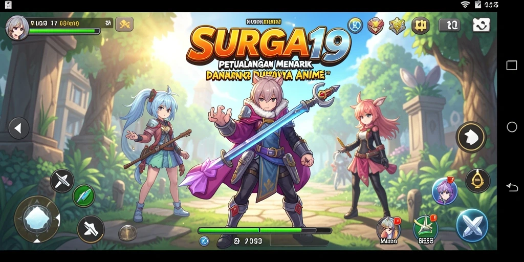 Tangkapan layar dari gameplay seru SURGA19 dengan karakter anime.